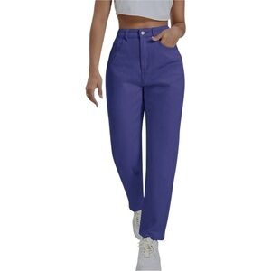 Metro Regular Fit Boyfriend Purple Jeans Women’s High Waisted Straight Size 32